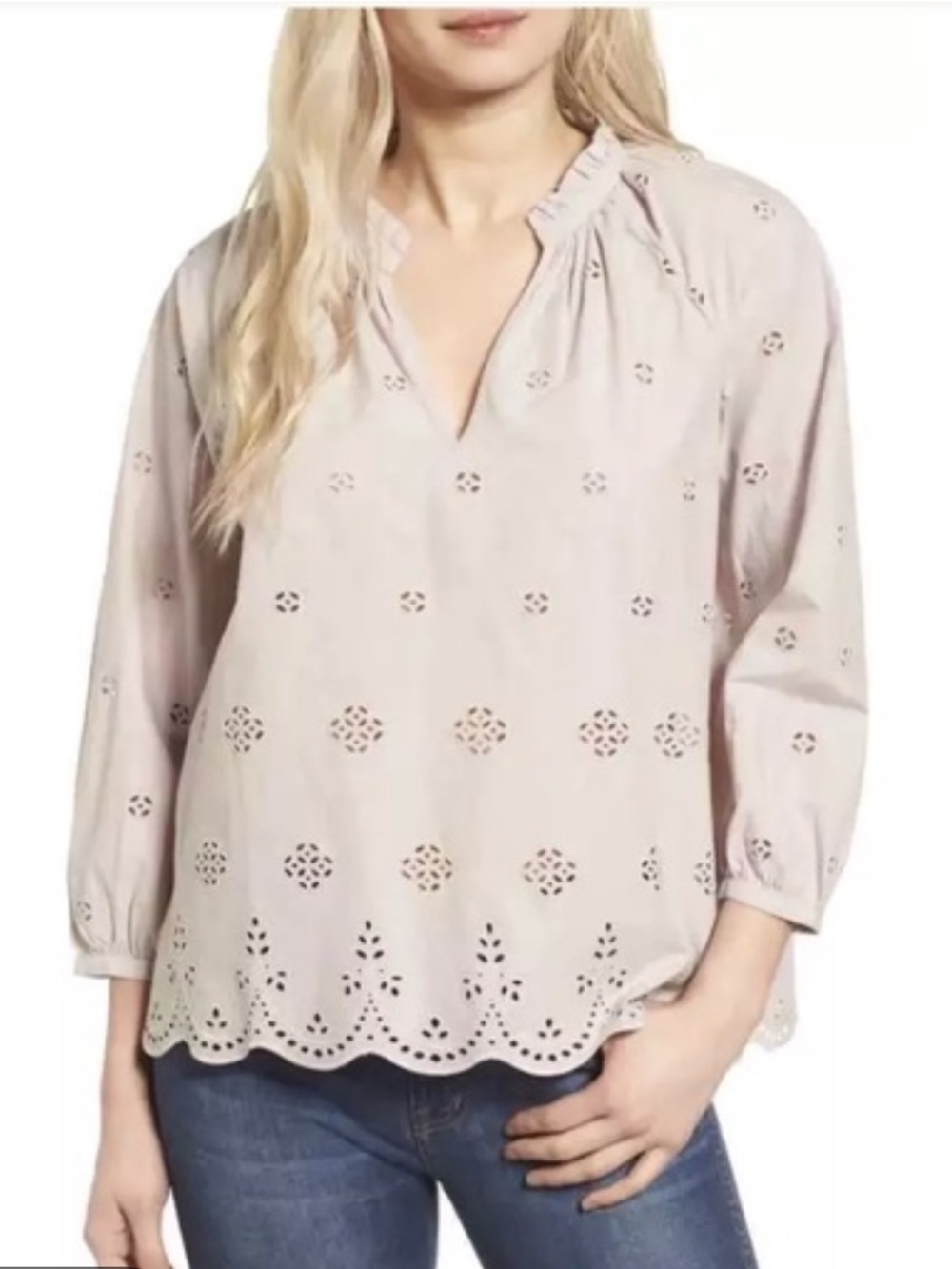 Madewell Women's Eyelet Peasant Blouse 100% cotton ladies Small